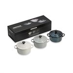 3 mini-cocottes perlées Twilight Le Creuset